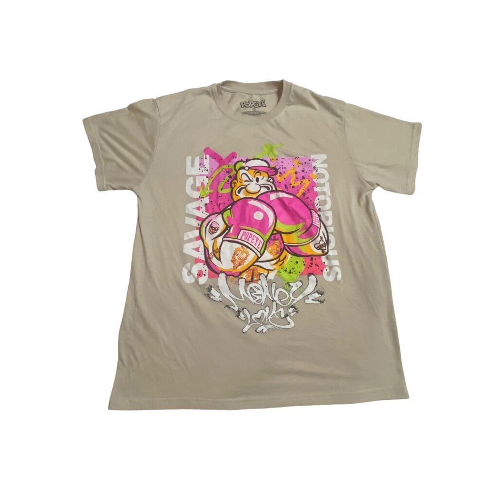 Popeye Savage Notorious Graphic‎ T-Shirt Beige L